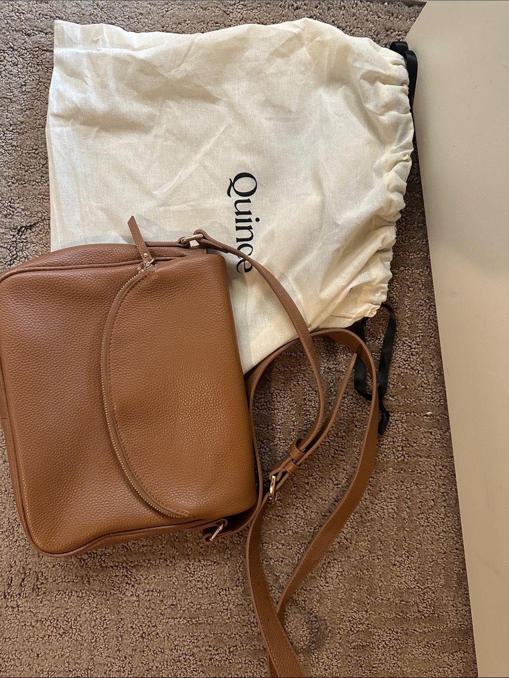 Quince Tan Pebbled Leather Crossbody Bag